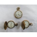 THREE GOLD PLATED WALTHAM POCKET WATCHES