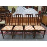 SET OF FOUR CARVED OAK HIGH BACK DINING CHAIRS