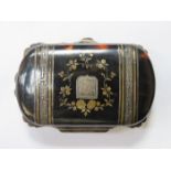 GOOD QUALITY SILVER AND TORTOISE SHELL LADIES COIN PURSE WITH FLORAL INLAID DECORATION