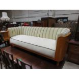 BIEDERMEIER STYLE SWEDISH BIRCH WOOD ART DECO CURVED SOFA,