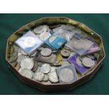LARGE QUANTITY OF VARIOUS SILVER COLOURED COINAGE