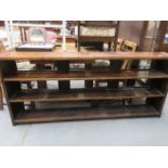 SET OF OAK LONG NARROW OPEN BOOKSHELVES