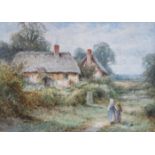 SYLVESTER STANNARD, FRAMED WATERCOLOUR DEPICTING A COTTAGE SCENE,