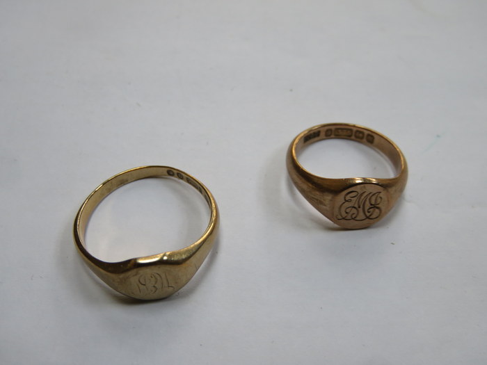 TWO 9ct GOLD SIGNET RINGS