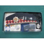 PARCEL OF MILITARIA INCLUDING MEDALS, SOUVENIR CARDS,