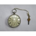 HALLMARKED SILVER POCKET WATCH WITH ENAMELLED DIAL,