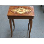 SMALL INLAID MUSICAL SEWING BOX