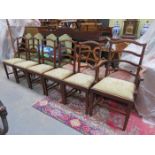 SET OF SIX (FIVE AND ONE) VICTORIAN MAHOGANY DINING CHAIRS BY DENBY & SPINKS