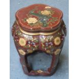 HEAVILY GILDED ORIENTAL STYLE FLORAL DECORATED PLANT STAND