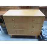 LIGHT OAK THREE DRAWER BEDROOM CHEST