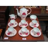 QUEEN ANNE FLORAL DECORATED SIXTEEN PIECE COFFEE SET