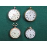 THREE SILVER POCKET WATCHES PLUS ONE OTHER