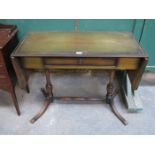 INLAID DROP LEAF SOFA TABLE FITTED WITH SINGLE DRAWERS