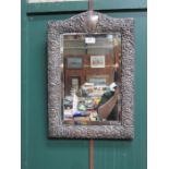 HALLMARKED SILVER FRAMED BEVELLED WALL MIRROR, BIRMINGHAM ASSAY,