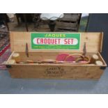 BOXED CROQUET SET AND VARIOUS BADMINTON RACQUETS, ETC.