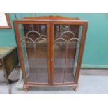 WALNUT TWO DOOR GLAZED DISPLAY CABINET