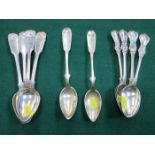 TWO SETS OF FOUR HALLMARKED SILVER SPOONS AND TWO OTHER SPOONS