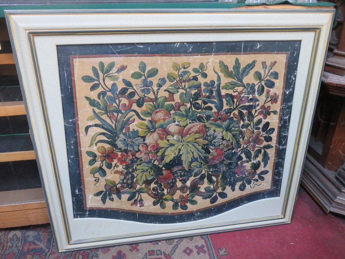 PRETTY FRENCH STILL LIFE CANVAS PAINTING WITHIN A CRAQUELURE FRAME