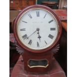 MAHOGANY WALL CLOCK WITH ENAMELLED CIRCULAR DIAL