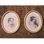 PAIR OF OVAL FRAMED PORTRAITS,