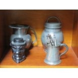 SMALL PARCEL OF PEWTER WARE ,