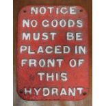 PAINTED CAST IRON NOTICE SIGN
