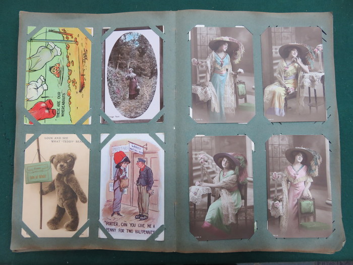 TWO ALBUMS CONTAINING PARCEL OF VARIOUS POSTCARDS