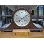 OAK CASED MANTEL CLOCK AND CASED POSTAL WEIGHTS