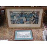 LARGE FRAMED JAPANESE PRINT AND SMALLER JAPANESE PRINT