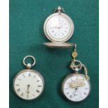 TWO HALLMARKED SILVER POCKET WATCHES PLUS 800 SILVER POCKET WATCH