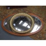 GILDED CIRCULAR WALL MIRROR PLUS ONE OTHER