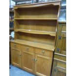 LIGHT OAK KITCHEN DRESSER WITH PLATE RACK