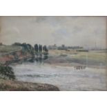 SAM BOUGH, FRAMED WATERCOLOUR- WATERING CATTLE,