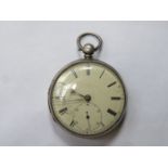 HALLMARKED SILVER POCKET WATCH WITH ENAMELLED DIAL,