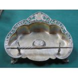 DECORATIVE PIERCEWORK SILVER DESK STAND WITH QUILL,