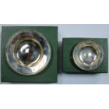 TWO BOXED HALLMARKED SILVER DISHES BY BOODLE & DUNTHORNE,