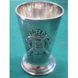 HALLMARKED SILVER REGIMENTAL BEAKER - LANCASTER RIFLE ASSOCIATION BY ELKINGTON,