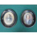 TWO HANDPAINTED OVAL MINIATURE PORTRAITS WITHIN OVAL FRAMES
