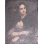 GILT FRAMED OIL PORTRAIT OF A SEATED LADY,