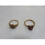 TWO GOLD COLOURED DRESS RINGS
