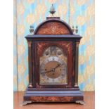 INLAID WOODEN BRACKET CLOCK WITH BRASS WESTMINSTER DIAL,