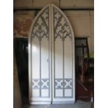 PAIR OF EXTREMELY LARGE EARLY DOMED GOTHIC STYLE CHURCH DOORS