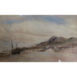 FRAMED WATERCOLOUR DEPICTING A BEACH SCENE NEAR CONWY, UNSIGNED,