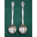 PAIR OF HALLMARKED SILVER AND ENAMELLED LANCASHIRE RIFLE ASSOCIATION SPOONS BY ELKINGTON,