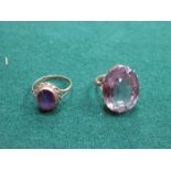 9ct GOLD AMETHYST SET DRESS RING AND ANOTHER SIMILAR