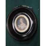 MINIATURE PORTRAIT OF A ROYAL WITHIN EBONISED AND IVORY MOUNTED FRAMED,