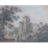 FRAMED WATERCOLOUR DEPICTING A CASTLE SCENE, ATTRIBUTED TO THOMAS HEARN,