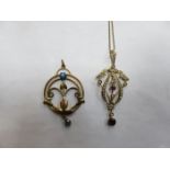 TWO PRETTY GOLD PIERCEWORK PENDANTS,