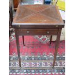 MAHOGANY INLAID ENVELOPE GAMES TABLE