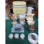 SUNDRY LOT OF CERAMICS INCLUDING ALCOHOL DISPENSER, JAPANESE PART TEA SET,